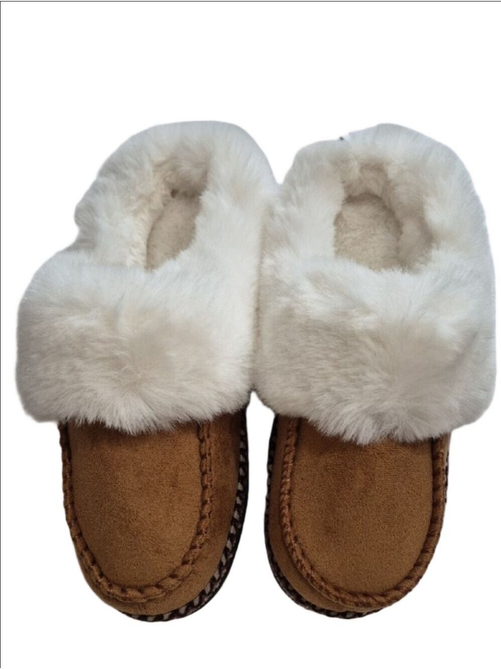 Feetfreein Tan Moccasin Bootie Slippers Faux Fur Lined Size US 7-8 - Picture 2 of 8